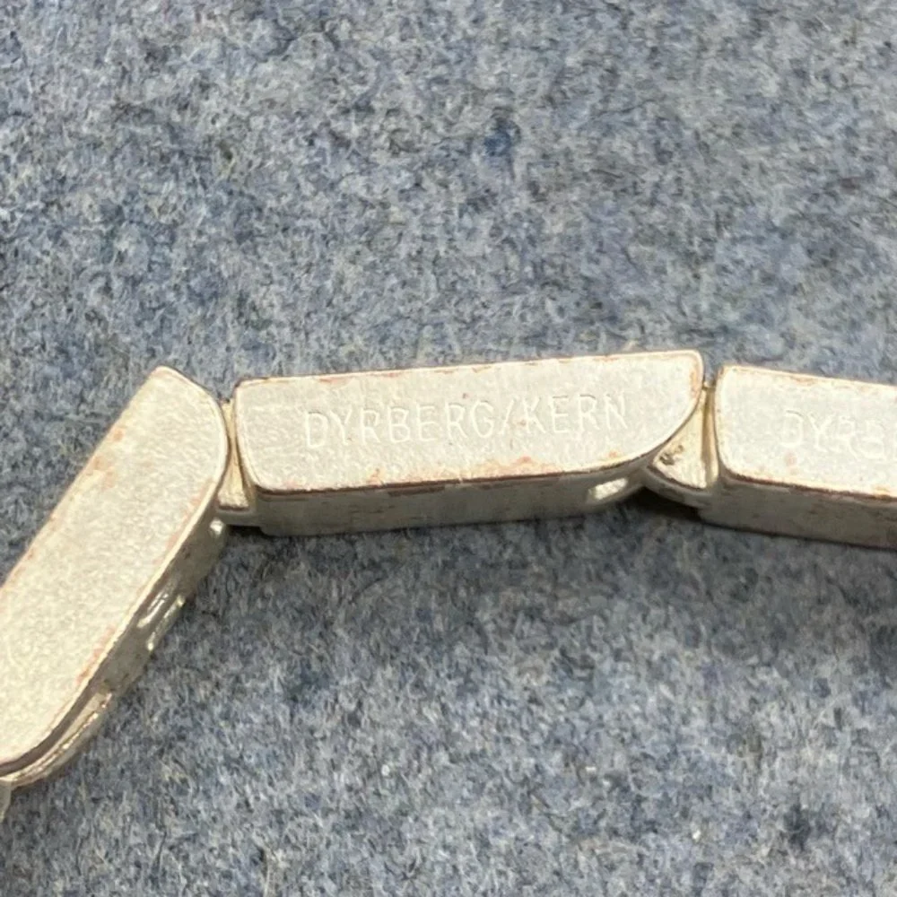 Dyrberg/Kern Bracelet As Is Silver Rectangle Blue Rhinestone Snap Closure Retro - Picture 6 of 9